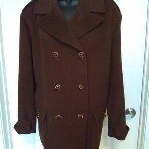 Brown Military-Style Pea Coat